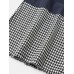 Women Houndstooth Patchwork Loose Casual Elastic Mid Waist Wide Leg Pants