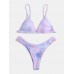 Tie Dye Women Triangle Spaghetti Straps Bikini Backless Swimwear