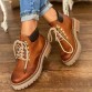 Large Size Women Retro Casual Lace  up Comfy Platform Combat Boots