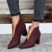 Plus Size Women Retro Casual Pointed Toe High Heel Open Vamp Boots