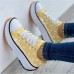 Large Size Women Embroidered Casual Comfy Platform Canvas Shoes