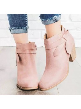 Plus Size Women Knotted Side  zip Casual High Heel Boots