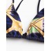 Women Geometric Print Triangle String Backless Swimsuit High Waist Bikini