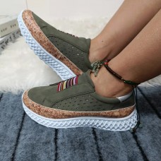 Plus Size Women Retro Casual Elastic Slip  on Comfy Breathable Platform Sneakers