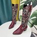 Large Size Women Ethnic Paisley Pattern Back  zip Pointed Toe Chunky Heel Cowboy Boots