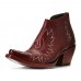 Large Size Women Retro Ethnic Embroidery Slip  On Square Toe Chunky Heel Side Cut Ankle Boots