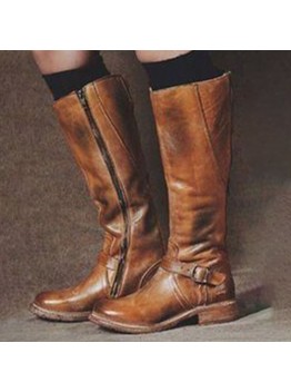 Large Size Women Casual Comfortable Side  zip Riding Boots