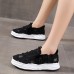 Women Casual Comfy Breathable Hollow Platform Canvas Shoes