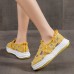 Women Casual Comfy Breathable Hollow Platform Canvas Shoes