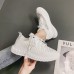 Women Breathable Mesh Lace  Up Running Shoes Casual Solid Color Sneakers