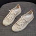 Women Casual Drawstring Espadrilles Comfy Breathable Mesh Sneakers