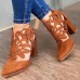 Plus Size Women Hollow Design Pointed Toe Back  zip Casual High Heel Boots