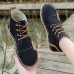 Women Retro Casual Lace  up Comfy Hand Stitching Espadrilles Flat Short Boots