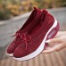 Women Brief Solid Fabric Breathable Soft Rocker Sole Cushioned Casual Sports Shoes