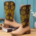 Large Size Women Retro Ethnic Floral Embroidered Comfy Square Toe Chunky Heel Cowboy Boots