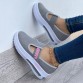 Large Size Women Letter Print Elastic Slip  On Comfy Breathable Mesh Comfy Platform Sneakers