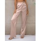 Women Solid Simple European Commute Smooth Pants with Pleats