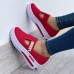 Large Size Women Letter Print Elastic Slip  On Comfy Breathable Mesh Comfy Platform Sneakers