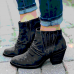 Large Size Women Casual Retro Side  zip Chunky Heel Boots