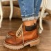 Large Size Women Retro Casual Lace  up Comfy Platform Combat Boots