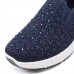 Women Casual Rhinestone Breathable Knitted Soft Flat Walking Sneakers