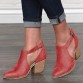 Plus Size Women Retro Casual Buckle Chunky Heel Ankle Boots