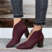 Plus Size Women Retro Casual Pointed Toe High Heel Open Vamp Boots