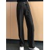 Women Solid Business Zipper Fly High Waist Wide Leg Pants With Buckle