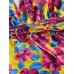 Deep Open Neckline Floral Print Backless Drawstring Swimwear