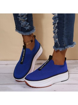Plus Size Women Casual Elastic Slip  on Comfy Breathable Platform Sneakers