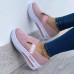 Large Size Women Letter Print Elastic Slip  On Comfy Breathable Mesh Comfy Platform Sneakers