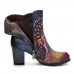 Socofy Bohemian Printed Leather Patchwork Side Zipper Soft Comfy Chunky Heel Ankle Boots