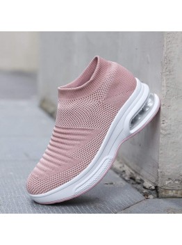 Women Casual Comfortable Striped Knitted Sports Running Shoes