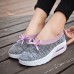 Women Brief Solid Fabric Breathable Soft Rocker Sole Cushioned Casual Sports Shoes