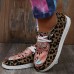 Plus Size Women Casual Leopard Ethnic Pattern Comfy Lazy Canvas Shoes