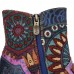 Socofy Bohemian Printed Leather Patchwork Side Zipper Soft Comfy Chunky Heel Ankle Boots