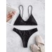 Black Hot Micro Bikini Printed Thong Swimsuits For Womens