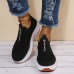 Plus Size Women Casual Elastic Slip  on Comfy Breathable Platform Sneakers