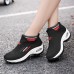 LOSTISY Women Casual Breathable Knitted Striped High Top Cushioned Walking Shoes